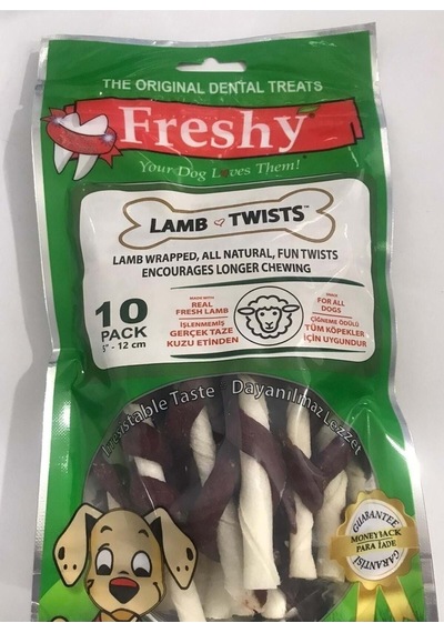 Freshy Kuzu Eti Kaplı Burgu Dental Çubuklar 10'lu 12 CM 100 G