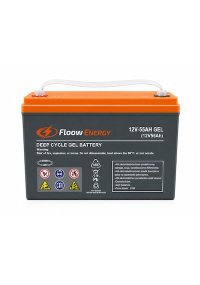 Floow Energy 12v 55 Ah Deep Cycle Jel Akü 2026 Üretim - Güneş Enerjisi, Karavan, Tekne Uyumlu