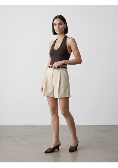 Dilvin 21231 Halter Yaka Bodysuit-koyu Kahve