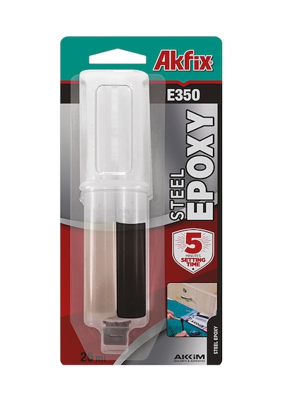 Akfix Yüksek Kalite E350 Epoksi Çelik Yapıştırıcı Şırınga