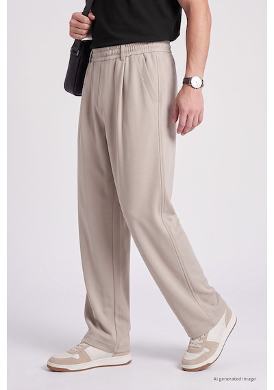 TOMMYLIFE Bej Rahat Form Erkek Palazzo Pantolon - 82199