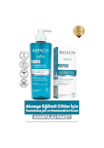 Bioxcin Acnium Sebum Dengeleyici Nemlendirici Krem 50 Ml + Bioxcin Acnium Yüz Yıkama Jeli Sebium Dengeleyici 500 Ml