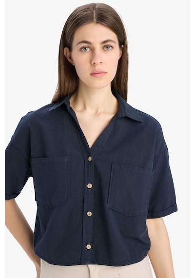 DeFacto Boxy Fit Basic Düz Kısa Kollu Gömlek V2523AZ25SPNV253