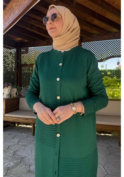 Rabia Şamlı Manolya Zümrüt Triko Hırka Çok Renkli