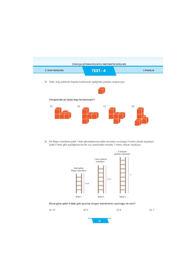 3. Sınıf Zihin Çalıştıran Eğlenceli Kanguru Matematik Soruları