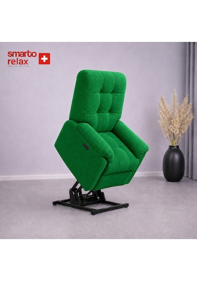 Smarto Relax Porto Liftli Çift Motorlu Elektrikli Ayağa Kalkma Destekli Polyester Hasta Ve Baba Tv Koltuğu Yeşil