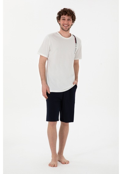 U.S. Polo Assn. Erkek Bisiklet Yaka Beyaz Pijama Takımı 50309355-VR013