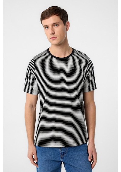Antioch Regular Fit Çizgili Erkek T-shirt Siyah