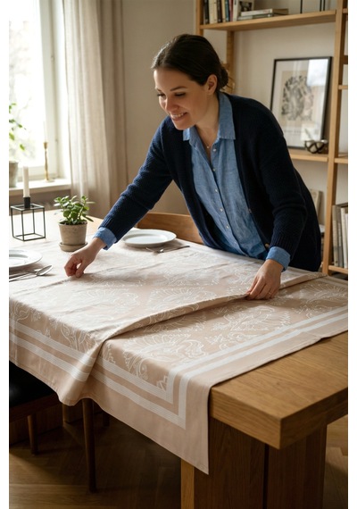 Dekoratif Baskılı Mutfak Salon Masa Örtüsü 150x150 cm Sıvı Geçirmez Ev Sunum Sofra Örtüsü Paisley