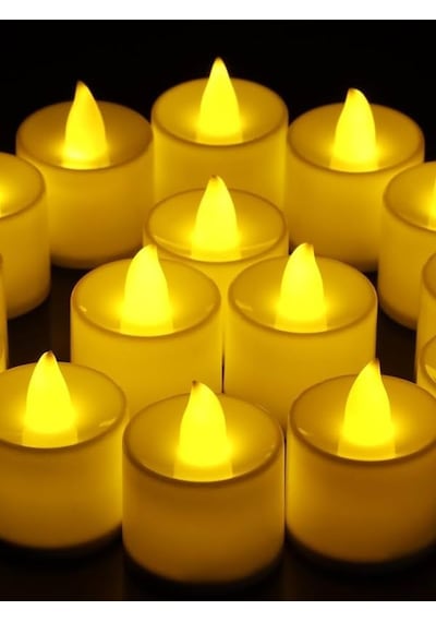 Rkmstore Tealight Led Mum 24 Lü Sarı Işıklı Dumansız Pilli Mum Seti Piller Dahil Diğer