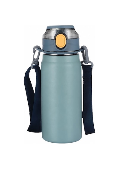 304 L Çelik Mavi 600 ml Askılı ve Pipetli Matara Suluk cin411mv