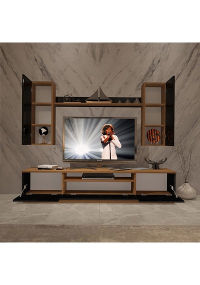 Decoraktiv Trendstyle 5ds Mdf Tv Ünitesi Tv Sehpası Ceviz - Siyah