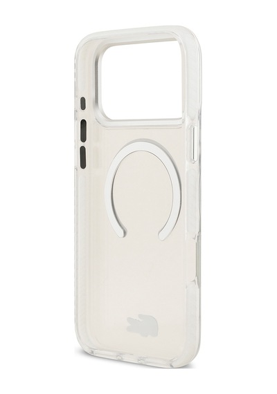 Apple Uyumlu iPhone 17 Pro Max Kılıf Lacoste Lisanslı M-safeli İkonik Timsah Logolu Buzlu Kapak Beyaz Beyaz