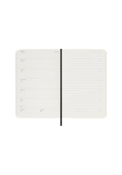 Moleskine 12 Ay Haftalık Ajanda Cep Boy 9x14 Cm Yumuşak Kapak Siyah Siyah