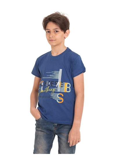 Mavi Achive Baskılı Bisiklet Yaka 13-16 Yaş Tişört 2011-6 Mavi