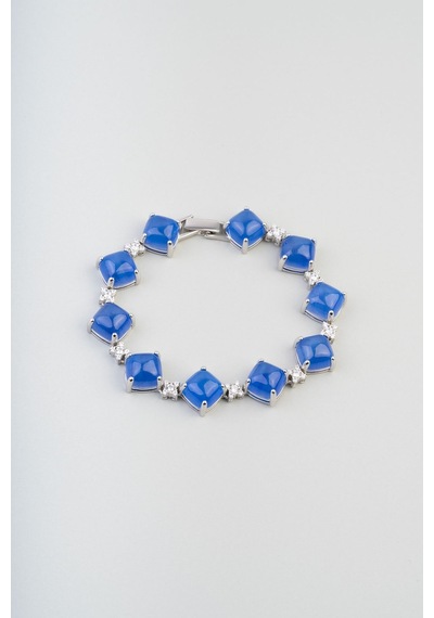 So Chic Safir Işığı 18 Ayar Beyaz Altın Kaplama Gümüş Tasarım Bileklik