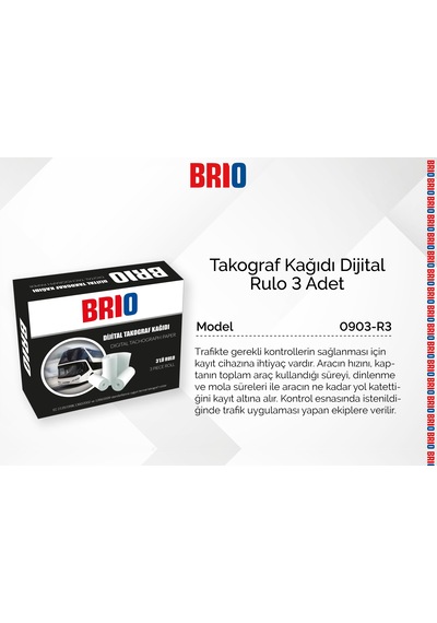 Brio Takograf Kağıdı Dijital Rulo 3 Lü 10 Paket
