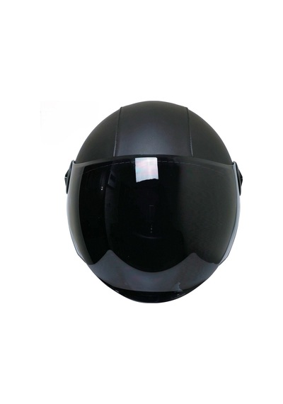 Motosiklet Yarım Deri Kask Siyah Vizör R22.06 Sertifika Fiber Material Black Leather Motor Kaskı Siyah