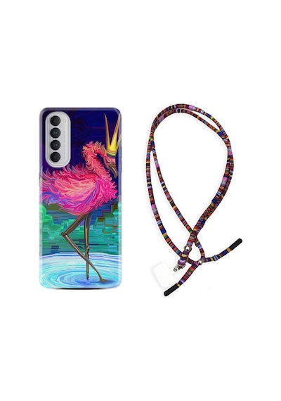 Oppo Reno 4 Pro Kılıf Rasta Boyun Askılı Queen Flamingo 1748