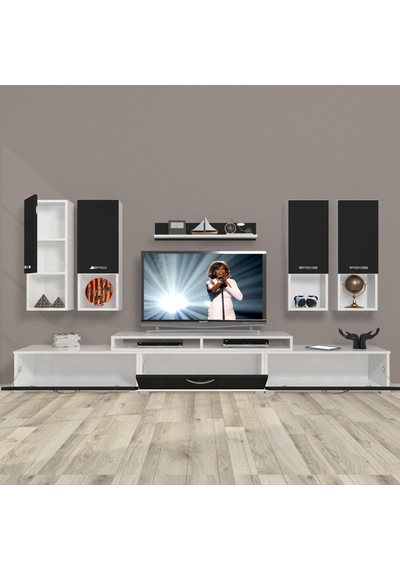 Decoraktiv Ekoflex 8da Slm Tv Ünitesi Tv Sehpası Beyaz - Siyah