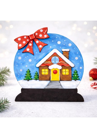 Yılbaşı Evi Kar Küresi Ahşap Boyama Etkinlik Seti Eğitici Çocuk Aktivite Fırça Akrilik Kreş Okul