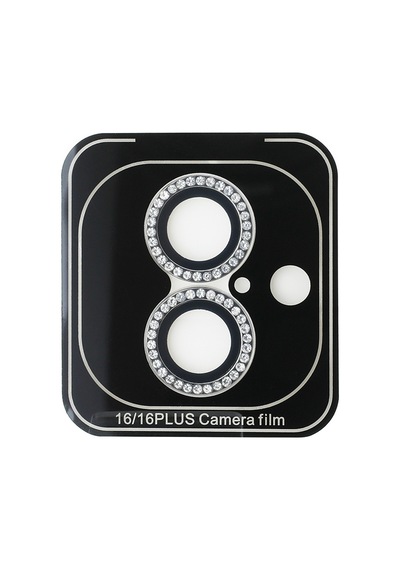 Apple Uyumlu iPhone 16 Plus Guess Lisanslı Rhinestone Taşlı Kamera Lens Koruyucu Gümüş
