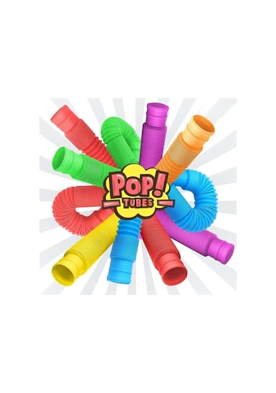 Pop Tube Eğitici Uzayıp Kısalan Borular Stres Giderici Renkli Bir