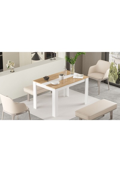 Aven Yemek Masası 120x80 Sepet-beyaz Ave21-sw Sepet Ceviz - Beyaz