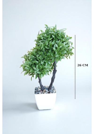 26 Cm Saksılı 2 Dal Yapay Şimşir Ağacı,yapay Çiçek