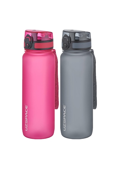 Uzspace 2'li Tritan Matara Seti 800 Ml 14 Farklı Renk Seçeneği Fiftyfifty-3053seta Pembe - Gri