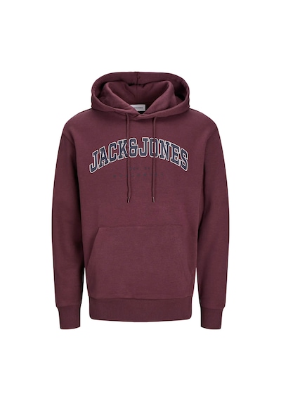 Jack & Jones Erkek Sweatshirt Bordo 12256521 Jjecaleb Varsıty Hood Noos 25kw21000440 W212205 Bordo