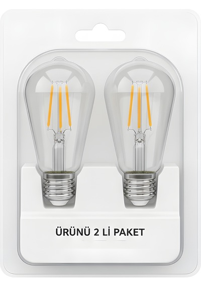 Kes505 Led Flamanlı St64 Ampul 6w 2700k 2 Li Paket