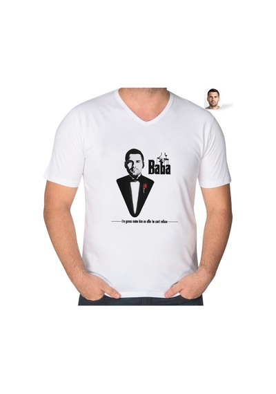 Abluka Online Kişiye Özel Godfather Silüet Tasarımlı V Yaka Tişört-6