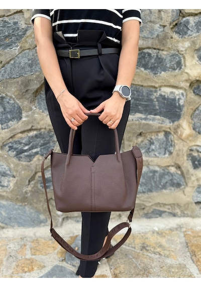 Just Polo Kadın Orijinal Just Polo Yumuşak Deri Ayarlanabilir Askılı Lüks El Ve Omuz Çantası Shoulder Bag Kahverengi