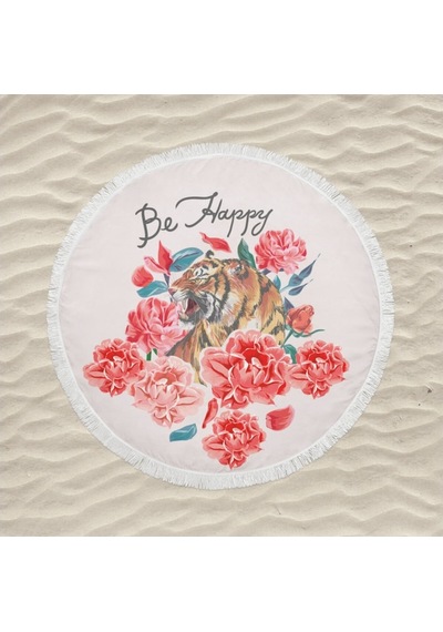 Marte Home Be Happy Tiger Yuvarlak Plaj Havlusu