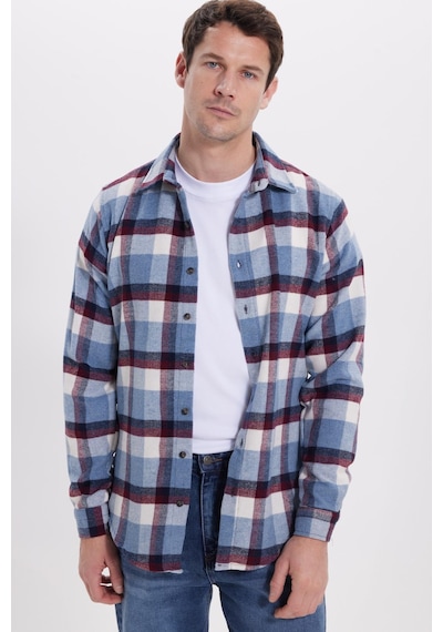 Tudors Erkek Slim Fit Dar Kesim Kareli Kışlık Oduncu Gömlek-42207 Mavi Tudors Erkek Slim Fit Dar Kesim Kareli Kışlık Oduncu Gömlek-42207 Mavi