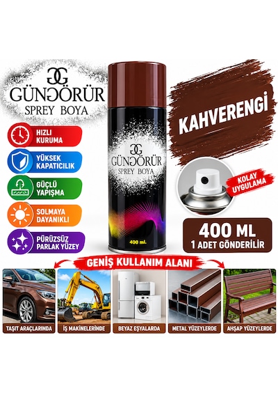 Kahverengi Sprey Boya 400 Ml Metal-beyaz Eşya-ahşap Yüzeylerde Uygulanır