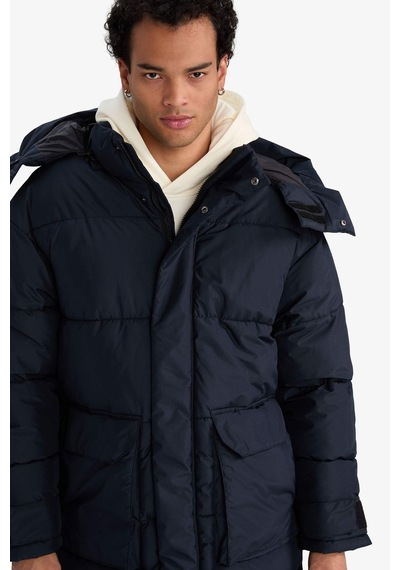 Defacto Su İtici Kapüşonlu Parka Mont F5724ax25cwnv64 Lacivert-nv64