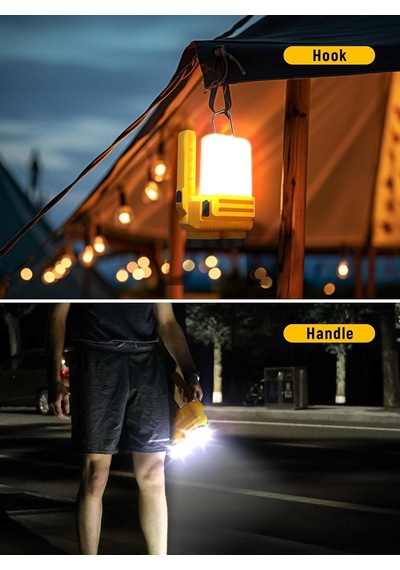 Şarj Edilebilir Led Kamp Feneri, Kancalı Kısılabilir Fener, Kasırga Acil Durumları İçin Su Geçirmez Spot Işığı, Dış Mekan, Yürüyüş Ve Ev, Usb Kablosu Dahil