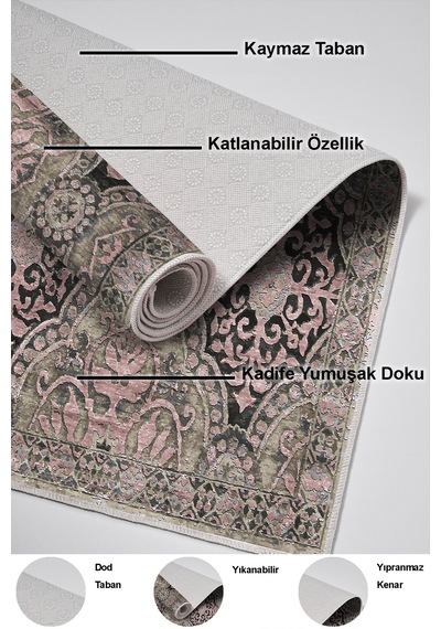 Dekoreko Kaymaz Taban Djt Banyo Halısı Trend Modern 659m pudra