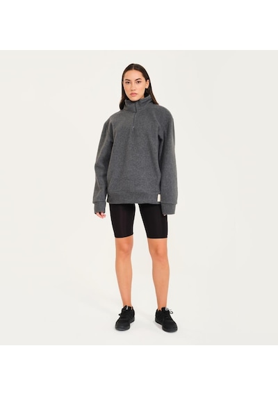 Nors Vanir Basic Yarım Fermuarlı Polar Sweatshirt Gri 001