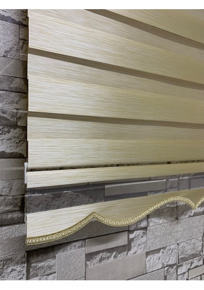 Krem Renk Bambu Zebra Perde (Etekli)