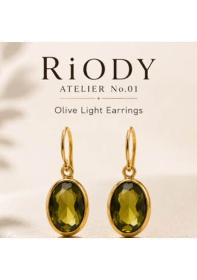 Riody Atelier No.01 Yeşil Doğal Taş Gold Ayarlanabilir Küpe Boho Resort Style Rose Gold - Sarı