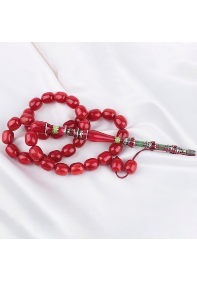 Sıkma Kehribar Özel Gümüş Nakış İmame Kapsül Kesim 15x17,5mm Tesbih