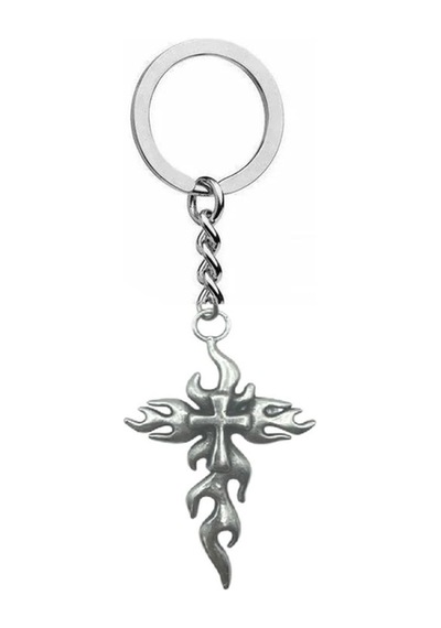 Alevli Haç Anahtarlık Metal Takı, Gotik & Alternatif Stil