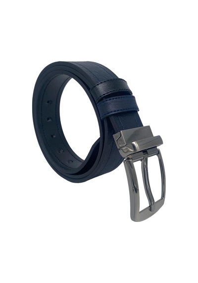 Süzer Deri Lacivert / Siyah Çift Taraflı Suni Deri 4 Cm.lik Unisex Spor Kemer Lacivert