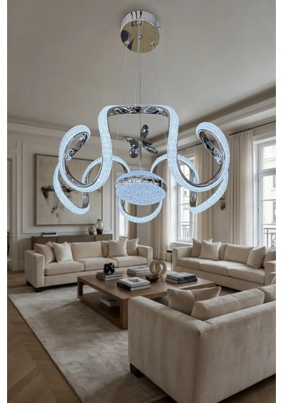 Arya Modern Eliza Top Simli Silikon Sarkıt Led Avize Renkli