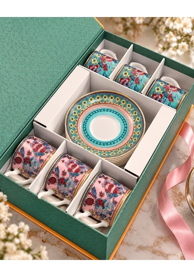 6 Kişilik Porselen Flower Of Life Kahve Fincanı 100 Ml-7665 Çok Renkli