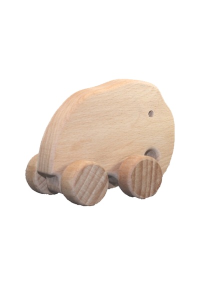 Cwwtoys Çalışkan Fil Boyasız Ahşap Hayvan Figürü, Masif Kayın, 18 Ay+