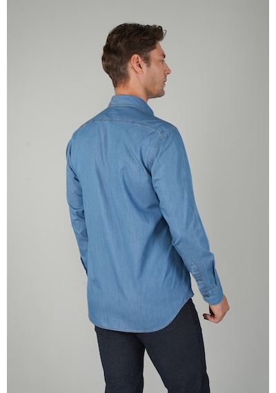 Bisse Erkek Uzun Kollu Spor Açık Renk Denim Gömlek Gmjean252171 D39 Lacivert